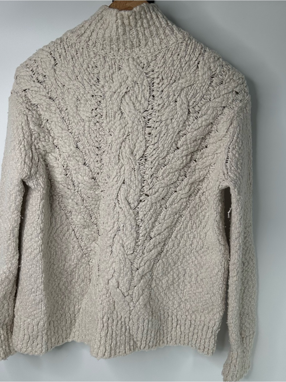 Vince Ivory Chunky Cable Knit Wool Turtleneck Sweater M